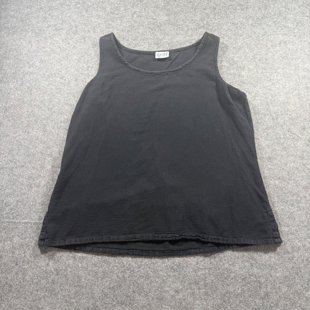 Oh My Gauze Tank Top Women Size 1 Black Cotton Crinkle Boho Layering